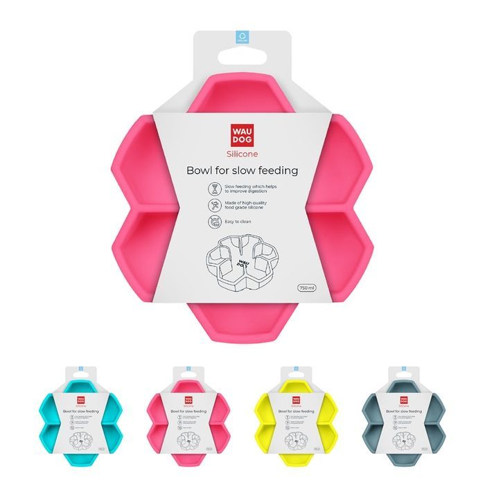 Миска для повільного харчування WAUDOG Silicone, 750 мл, рожевий 23547 фото