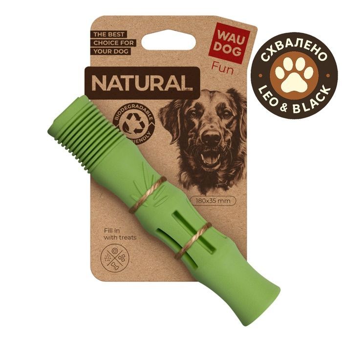 Іграшка для собак WAUDOG Fun Natural Палиця, біорозкладна гума, 18 см, зелена 621118 фото