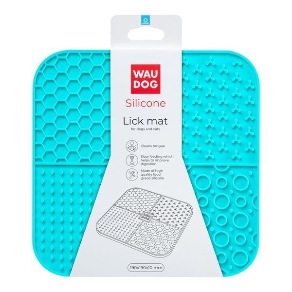 Килимок для злизування WAUDOG Silicone, 190х190х10 мм, блакитний 23522 фото