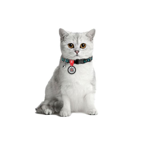 Нашийник для котів нейлоновий WAUCAT Nylon з QR адресником, малюнок "Луска", пластиковий фастекс, XS, Ш 10 мм, Дов 20-30 см 279-0179 фото