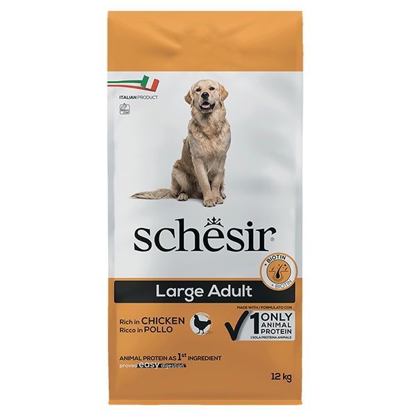 Schesir Dog Large Adult Chicken ШЕЗІР  КУРКА сухий монопротеїновий корм для дорослих собак великих порід  ШСВКК12 фото