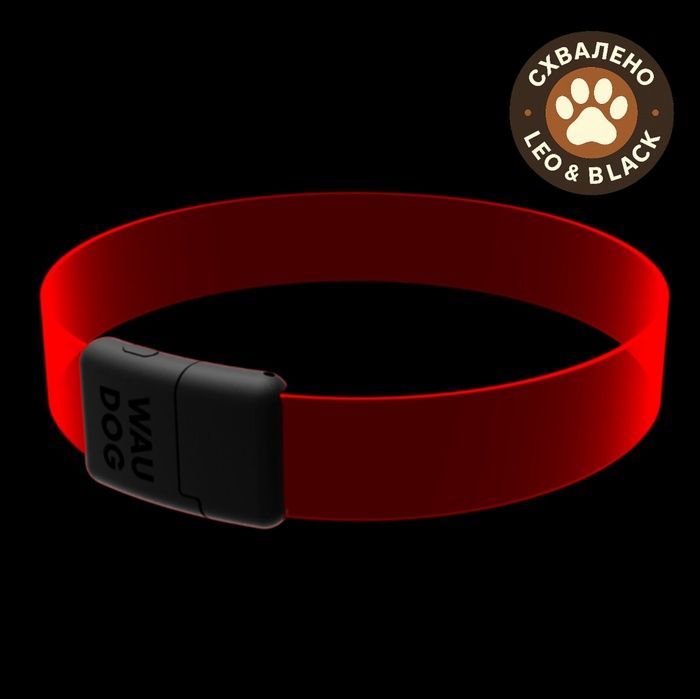 Нашийник для собак з підсвічуванням WAUDOG LED, RGB, Type-C, регульований, Ш 25 мм, Дов 60 см 5289 фото