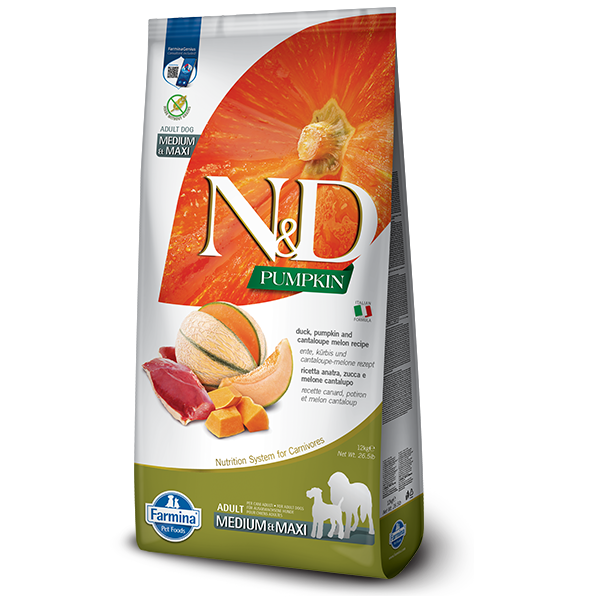 Сухий беззерновий корм Farmina Pumpkin Duck&Cantaloupe Adult для собак середніх та великих порід, з качкою та динею, 12 кг 38968 фото