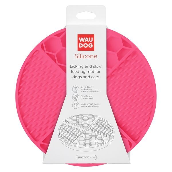 Килимок для злизування і повільного харчування WAUDOG Silicone, 211х211х30 мм, рожевий 23507 фото