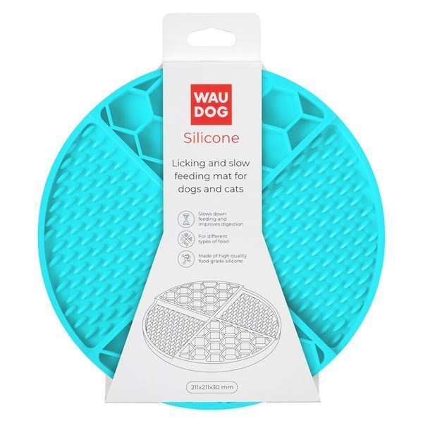 Килимок для злизування і повільного харчування WAUDOG Silicone, 211х211х30 мм, блакитний 23502 фото