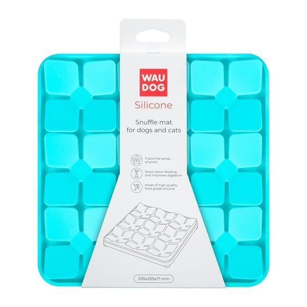 Килимок для пошуку корму WAUDOG Silicone, 205х205х17 мм, блакитний 23512 фото