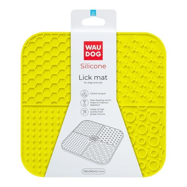 Килимок для злизування WAUDOG Silicone, 190х190х10 мм, жовтий 23528 фото